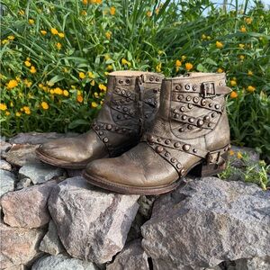 Freebird by Steven Studded Leather Ankle Boots - Brown